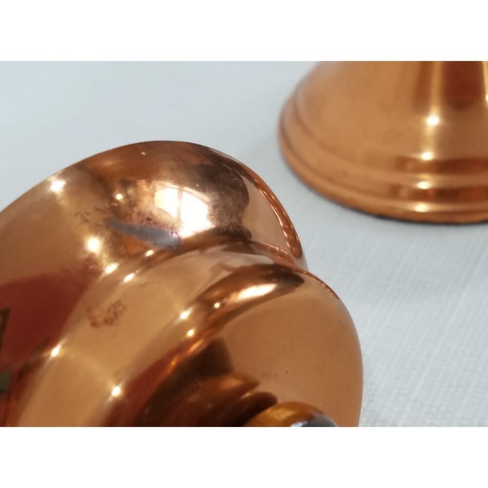 Vintage Copper Plated & Wood Candle Holders - Picture 3 of 6